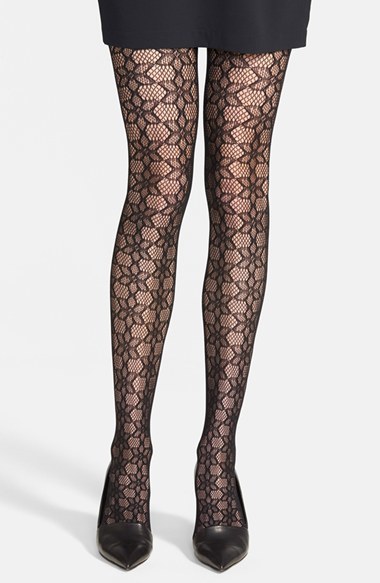 kensie Floral Panel Fishnet Tights - Fashion Tights