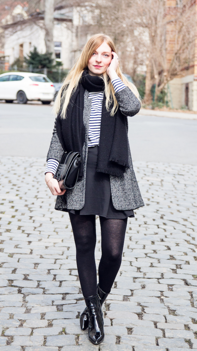 Monochrome Outfit – Stripes, Tomboy Blazer & Patent Leather Boots ...